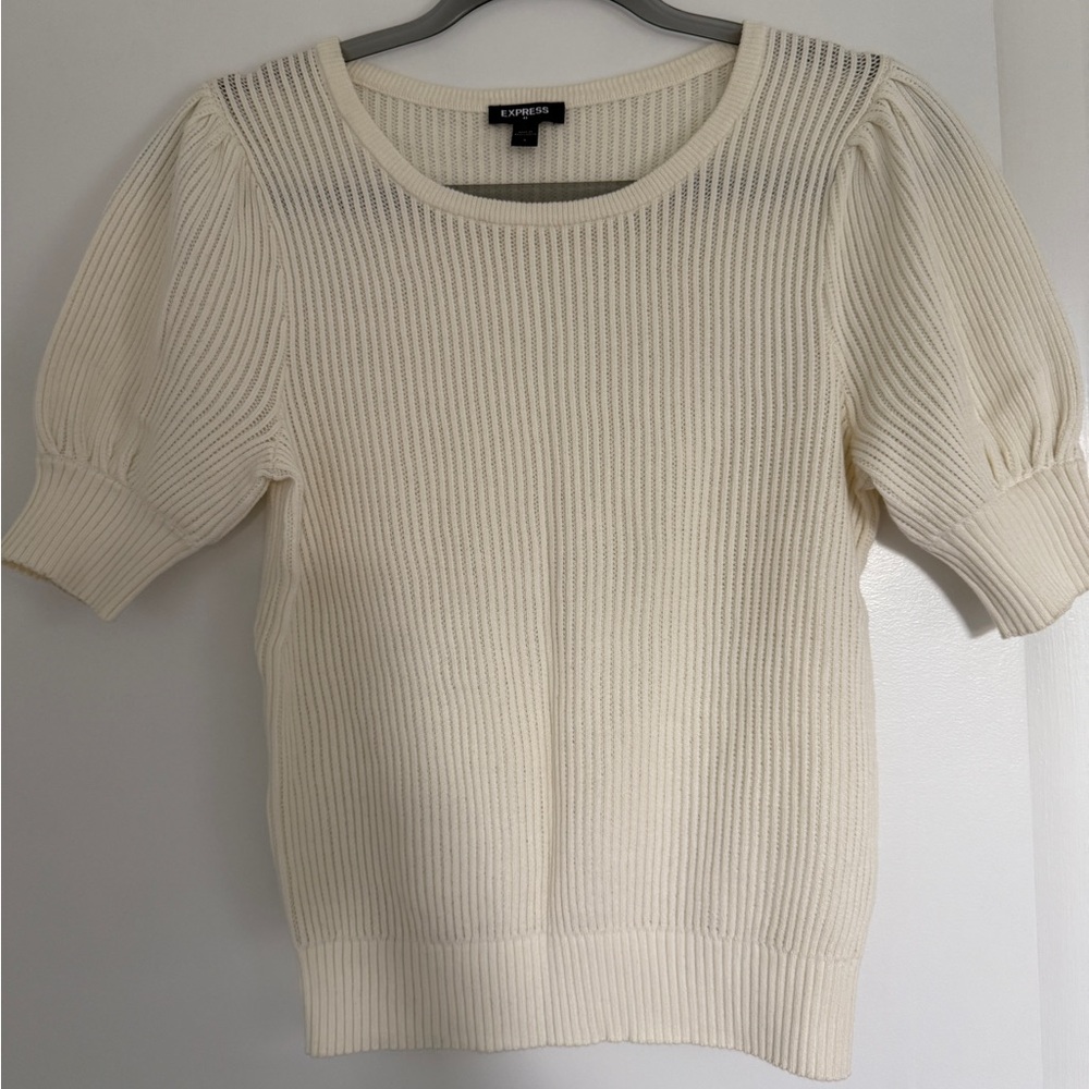Express Ivory Ribbed Knit Sweater